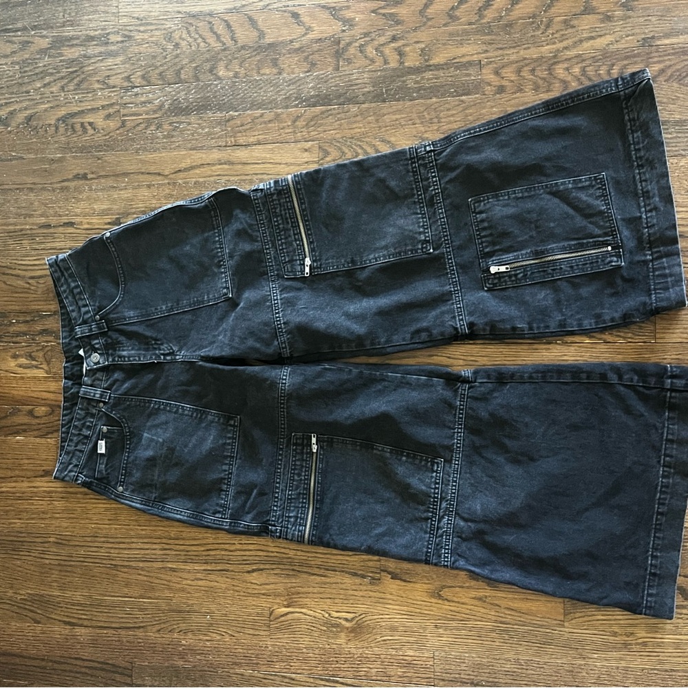 THE RAGGED PRIEST SUPER BAGGY BLACK CARGO JEANS